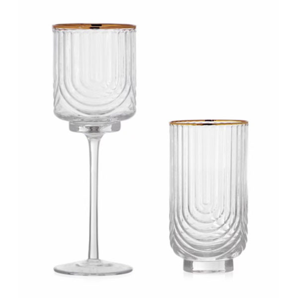 GOLD RIM FLUTED WINE GLASS