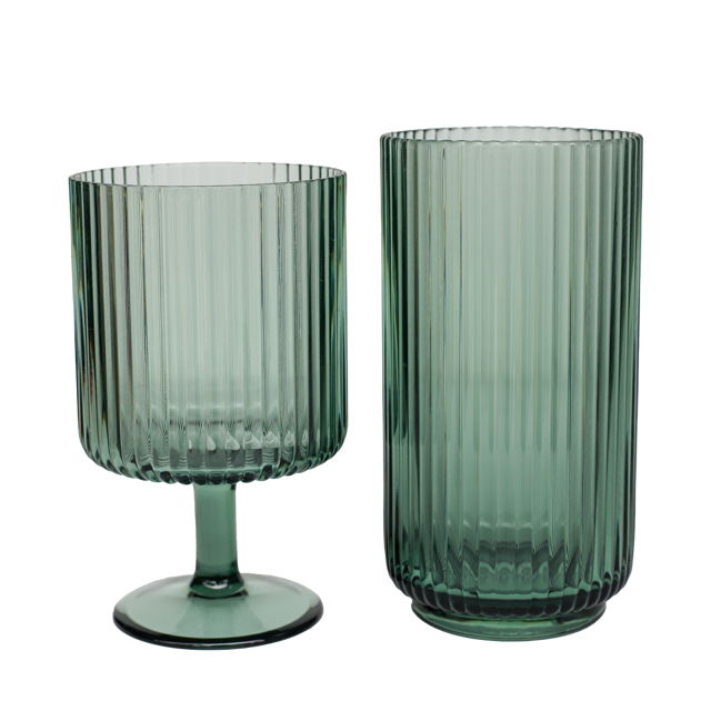 GREEN ACRYLIC FLUTED CUPS