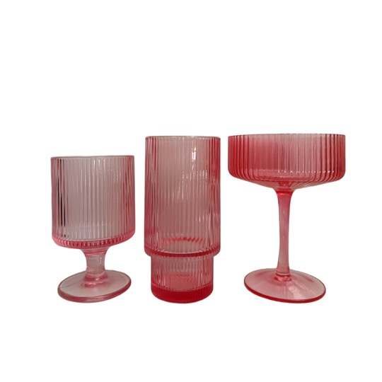 FLUTED PINK GLASSWARE
